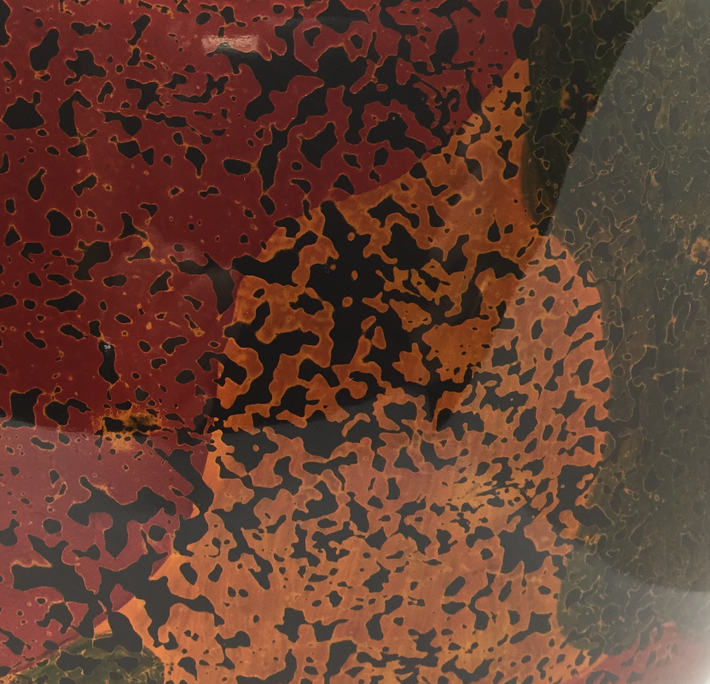 Large Lacquerware Bowl - Handpainted Coloured Patches design