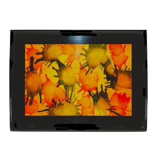 Lacquerware Rectangle Tray with Handles - choose your colour