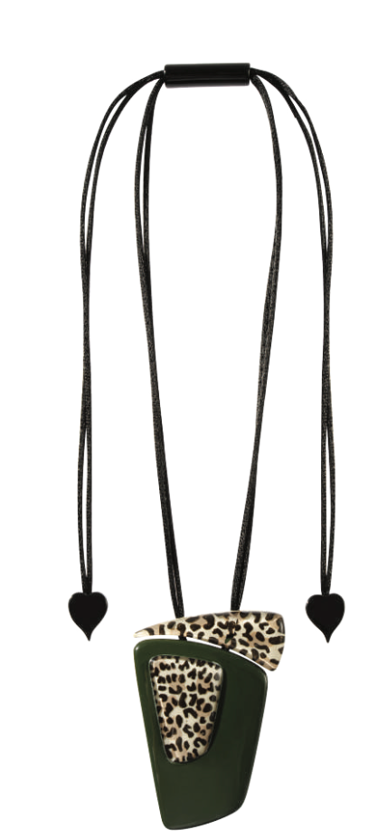 Zsiska Nina Animal Print Pendant Necklace - black or red