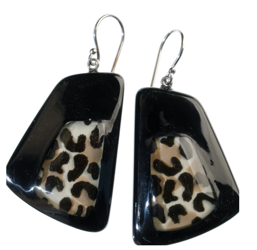 Zsiska Nina Animal Print Drop Earrings - black or red