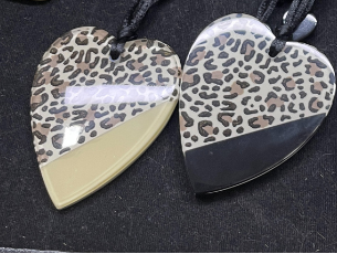 Zsiska Nina Animal Print Heart Shaped Pendant Necklace