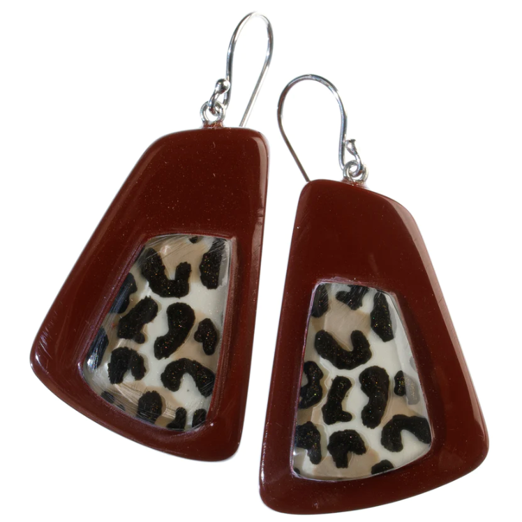 Zsiska Nina Animal Print Drop Earrings - black or red