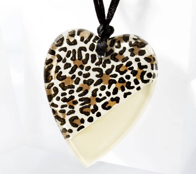 Zsiska Nina Animal Print Heart Shaped Pendant Necklace