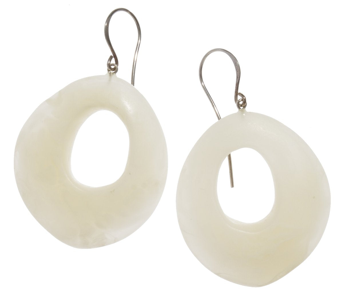 Zsiska Organic White Circle Drop Earrings