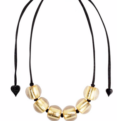 Zsiska Precious Gold Bead Necklace on an Adjustable Rope