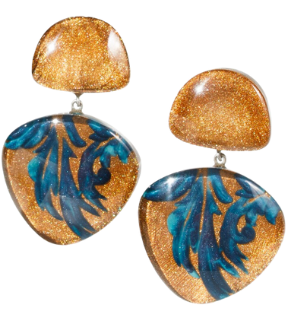 Zsiska Treasure Brown and Blue Drop Earrings