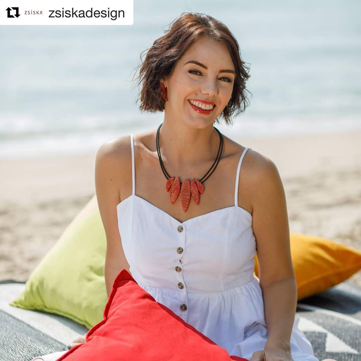 Zsiska Juno Red Drop Earrings