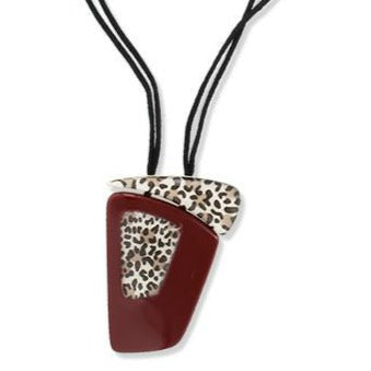 Zsiska Nina Animal Print Pendant Necklace - black or red