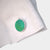 Analog Cufflinks Bright Green Round Cufflinks on Silver Base-Analog Cufflinks-Temples and Markets