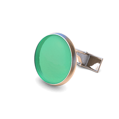 Analog Cufflinks Bright Green Round Cufflinks on Silver Base-Analog Cufflinks-Temples and Markets