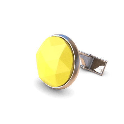 Analog Cufflinks Fluro Yellow Rose Cut Round Cufflinks on Silver Base-Analog Cufflinks-Temples and Markets