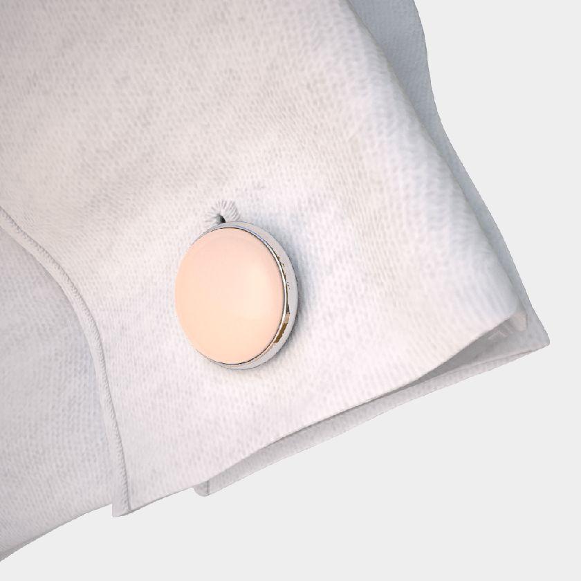 Analog Cufflinks Pastel Pink Round Cufflinks on Silver Base-Analog Cufflinks-Temples and Markets