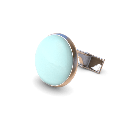 Analog Cufflinks Pastel Turquoise Round Cufflinks on Silver Base-Analog Cufflinks-Temples and Markets
