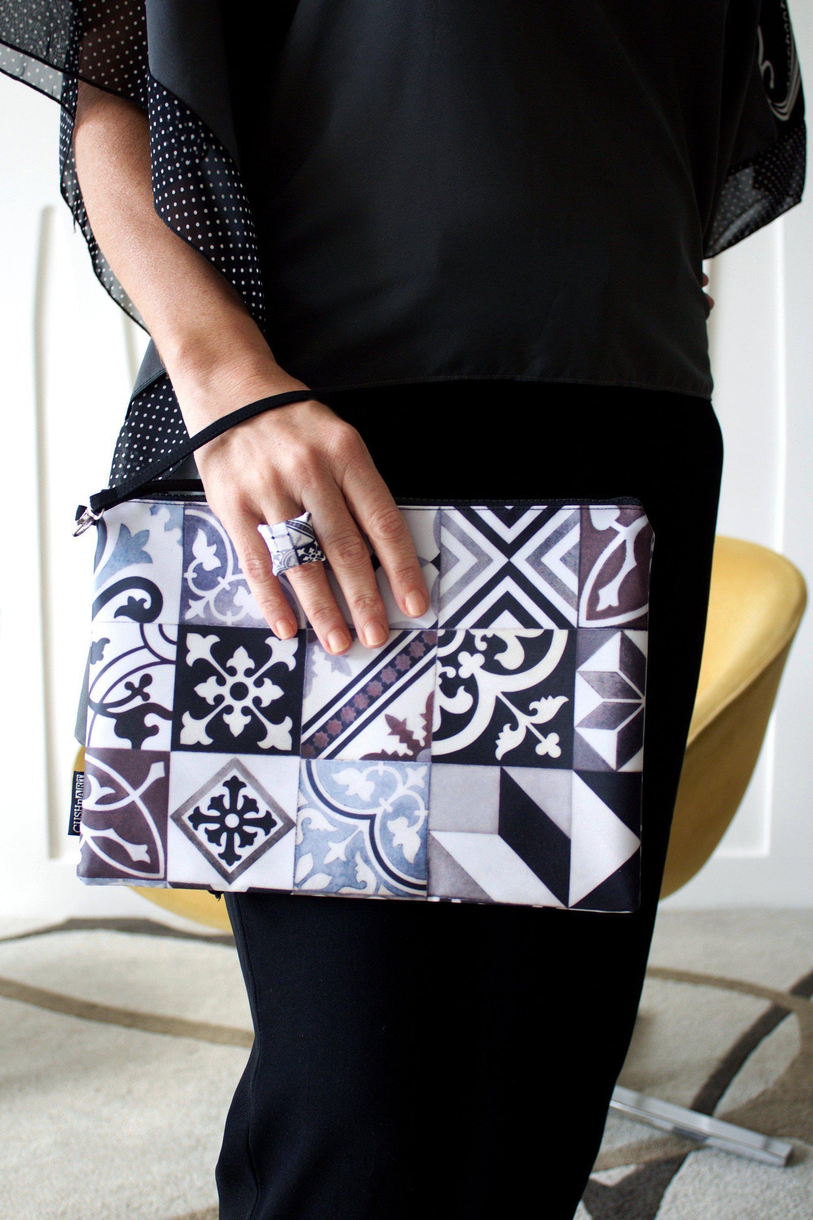 Art Deco Black Clutch-CUSHnART-Temples and Markets