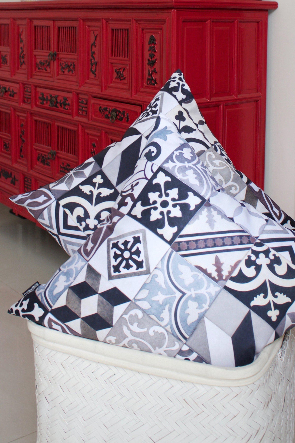 Art Deco Black Cushion Cover-CUSHnART-Temples and Markets