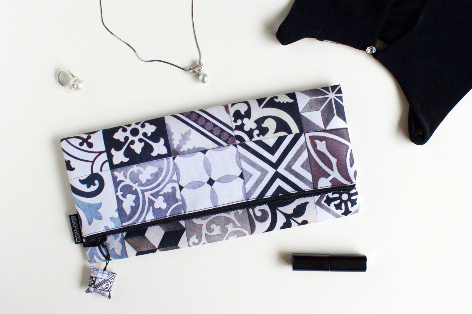 Art Deco Black Evening Clutch Bag-CUSHnART-Temples and Markets