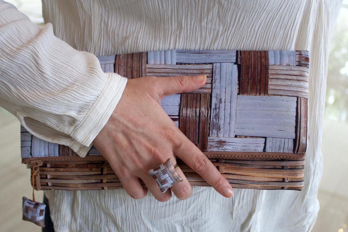 Bamboo Wall Evening Clutch Bag-CUSHnART-Temples and Markets