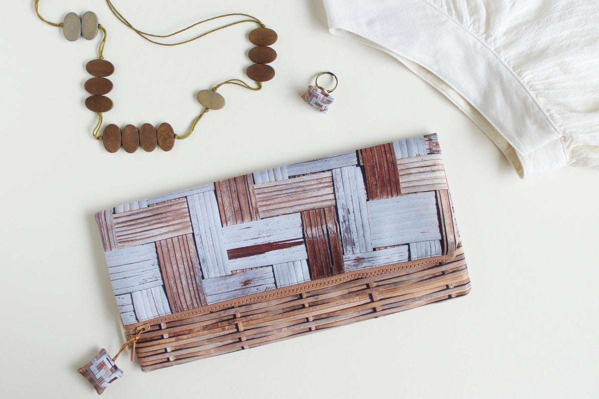 Bamboo Wall Evening Clutch Bag-CUSHnART-Temples and Markets