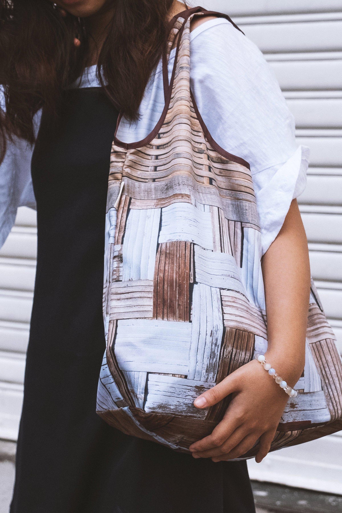 Bamboo Wall Foldable Tote Bag-CUSHnART-Temples and Markets