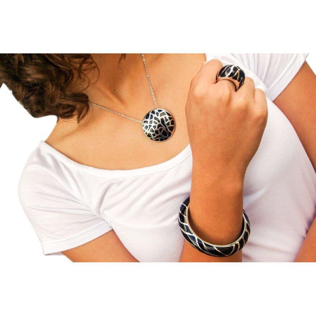 Black Resin Chunky Bracelet-De Lann-Temples and Markets