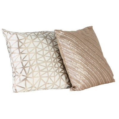 Bronze Diagonal Lines Sequinned Cushion Cover-ML Living-Temples and Markets