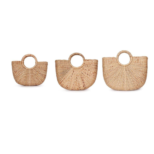 Classic Half Moon Basket Bag made from sustainable Water hyacinth-Bluestone-Temples and Markets
