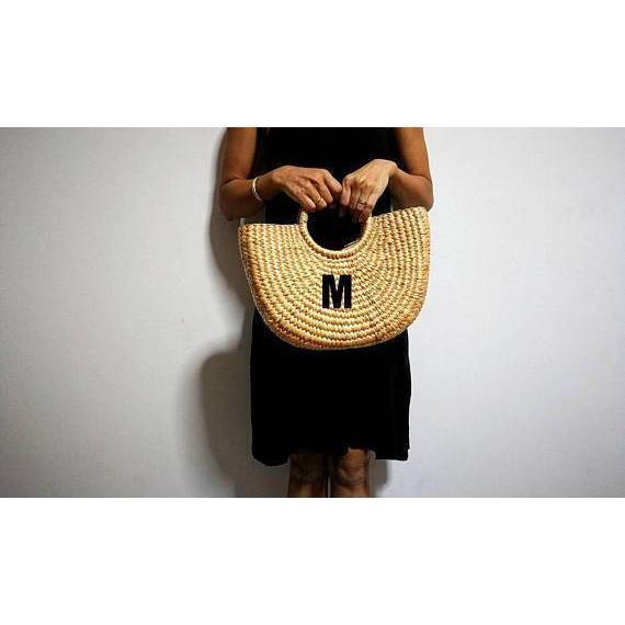 Classic Half Moon Basket Bag made from sustainable Water hyacinth-Bluestone-Temples and Markets