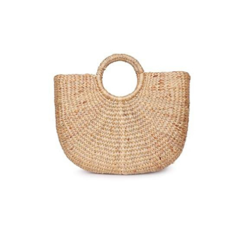Classic Half Moon Basket Bag made from sustainable Water hyacinth-Bluestone-Temples and Markets