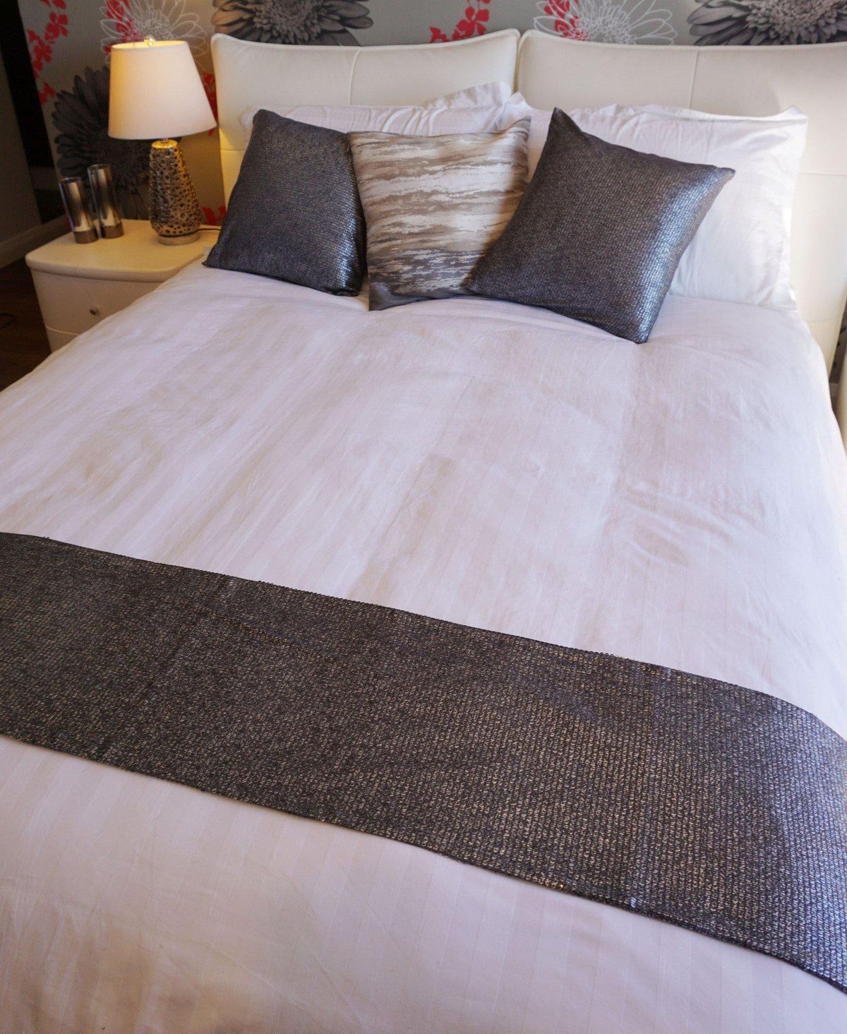 Dark Grey Metallic Bed Runner-ML Living-Temples and Markets