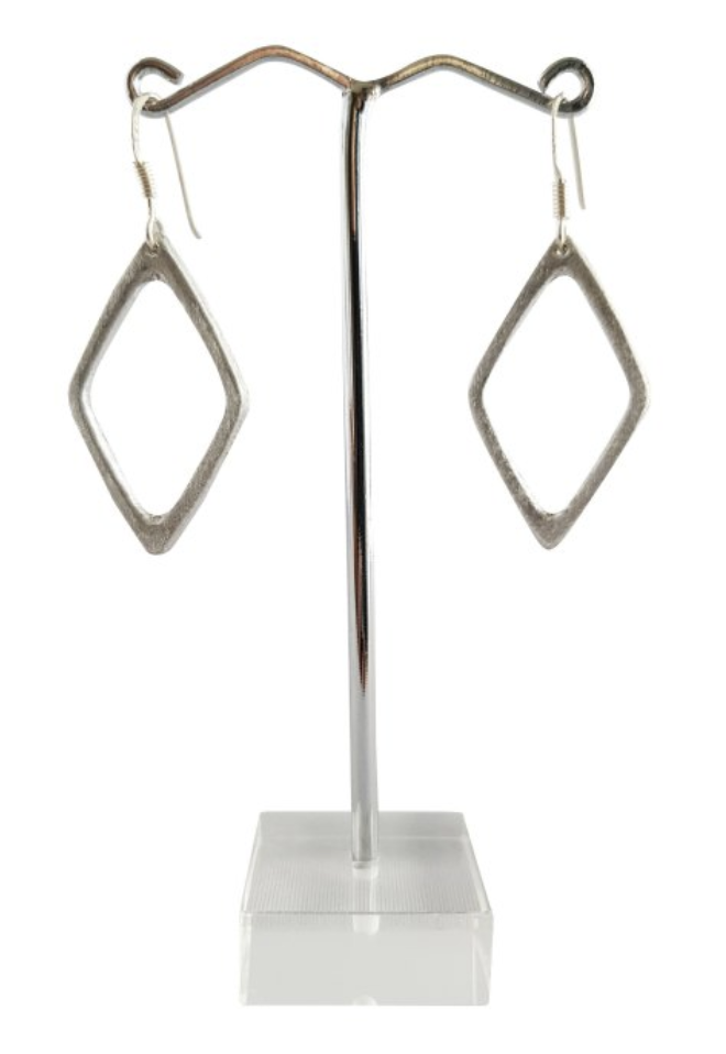 Diamond Shaped Shaped Sterling Silver Hook Earrings-LOVEbomb-Temples and Markets