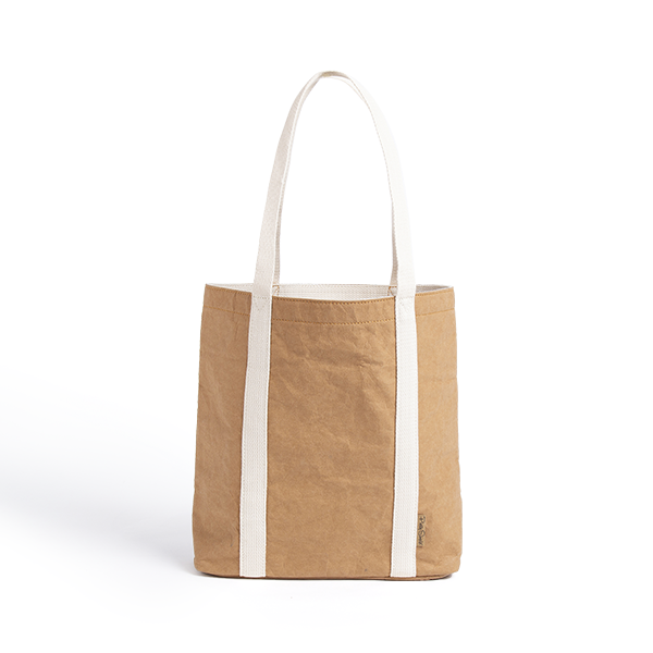 Ella Light Camel Tote Bag made from Washable Paper, an eco-friendly alternative to leather-Pretty Simple Bags-Temples and Markets