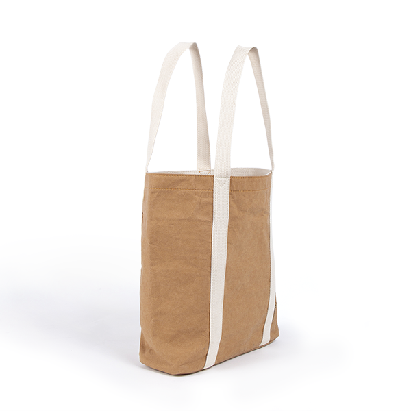 Ella Light Camel Tote Bag made from Washable Paper, an eco-friendly alternative to leather-Pretty Simple Bags-Temples and Markets