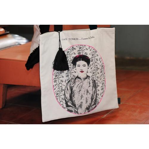 Eugenie Darge Miss Dung White Portrait Tote Bag-EUGENIE DARGE-Temples and Markets