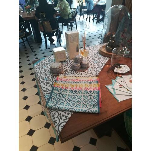 Eugenie Darge Vintage Tile Printed Table Runner-EUGENIE DARGE-Temples and Markets