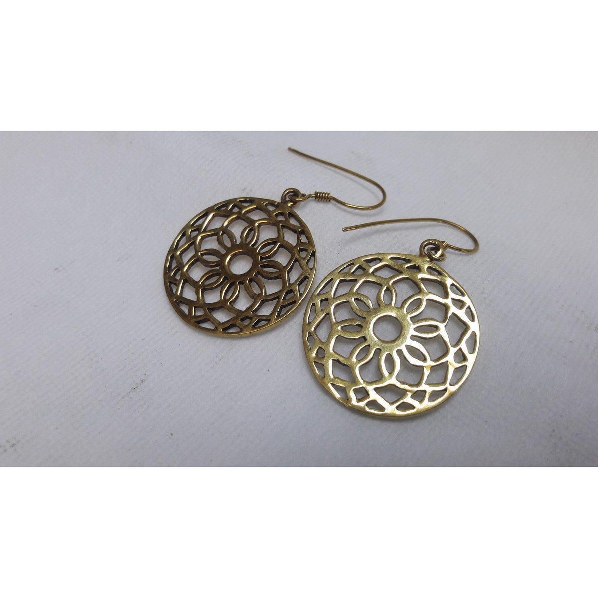 Flower Net Drop Earrings-Angkor Bullet Jewellery Cambodia-Temples and Markets