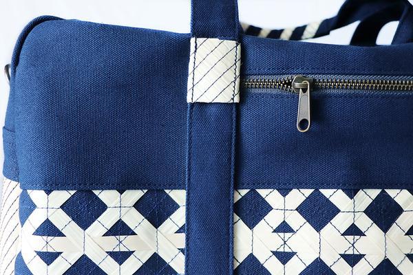 Friends 'n' Stuff Black Canvas and Palm Leaf Weekender Bag-Bags-Friends "N" Stuff-Temples and Markets