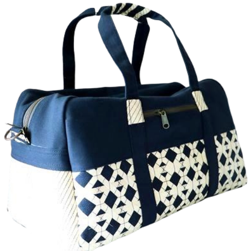 Friends 'n' Stuff Black Canvas and Palm Leaf Weekender Bag-Bags-Friends "N" Stuff-Temples and Markets