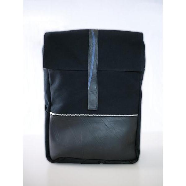 Friends 'n' Stuff Black Canvas and Tyre Backpack / Laptop Bag-Bags-Friends "N" Stuff-Temples and Markets