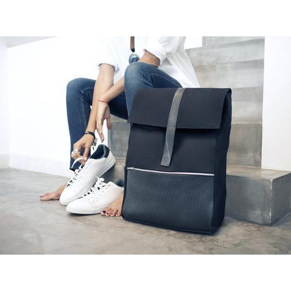 Friends 'n' Stuff Black Canvas and Tyre Backpack / Laptop Bag-Bags-Friends "N" Stuff-Temples and Markets