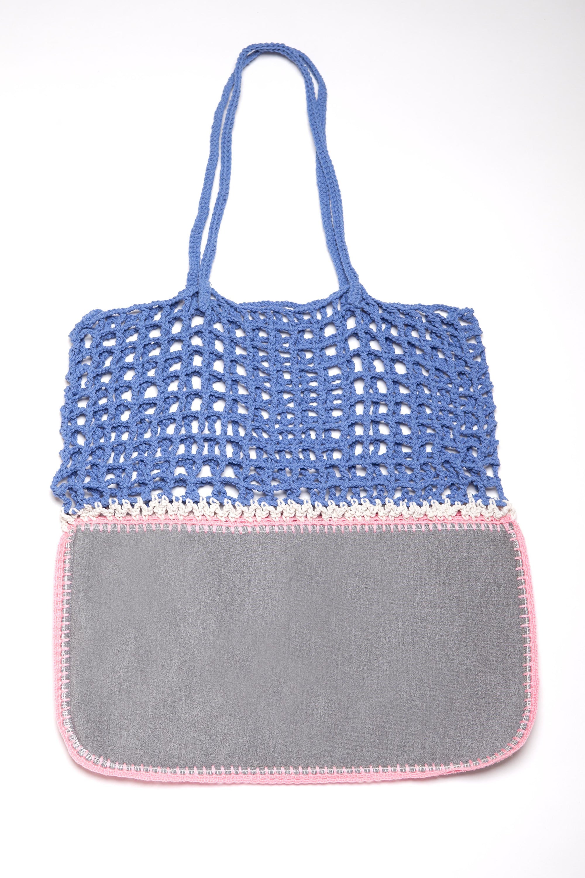 Gradie Grey and Blue Crochet and Neoprene Bag-Merrymetric Bags-Temples and Markets