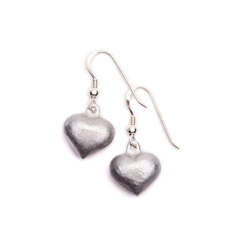 Heart Shaped Drop Earrings on Sterling Silver Hooks-LOVEbomb-Temples and Markets