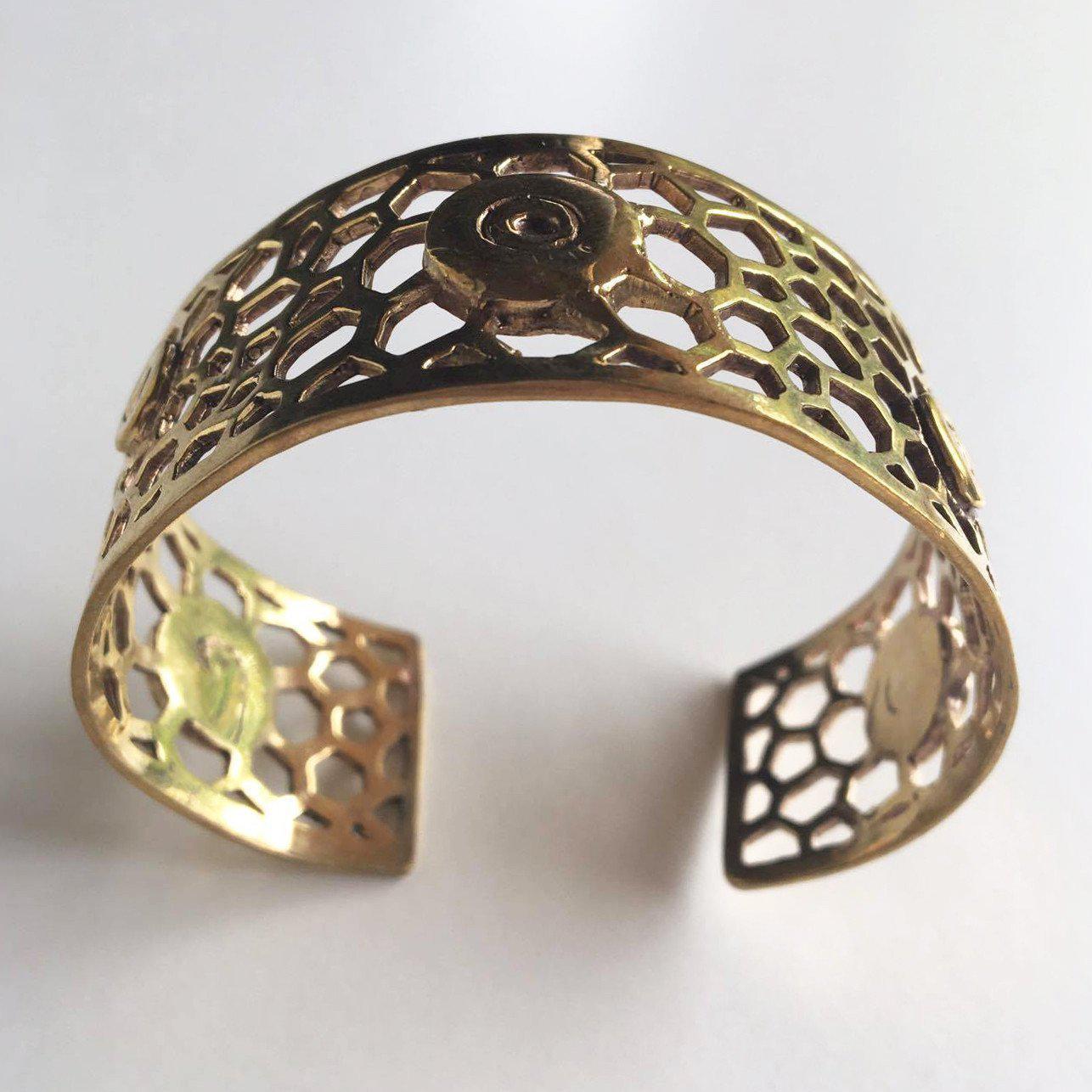 Honeycomb Brass Bangle-Angkor Bullet Jewellery Cambodia-Temples and Markets