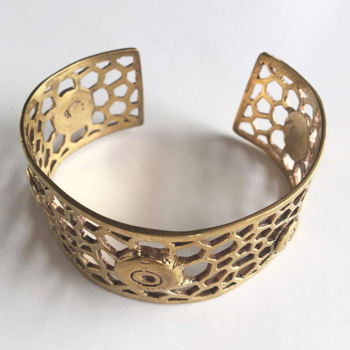 Honeycomb Brass Bangle-Angkor Bullet Jewellery Cambodia-Temples and Markets