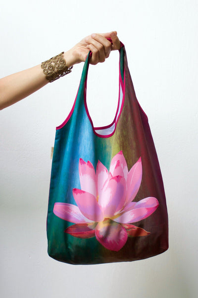 Lotus de Luxe Foldable Tote Bag-CUSHnART-Temples and Markets