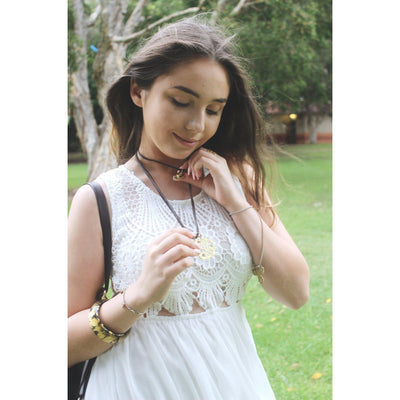 Lotus Pod Pendant on Leather Band - Women's and Bloke's Boho Jewellery-Ammo Designs-Temples and Markets