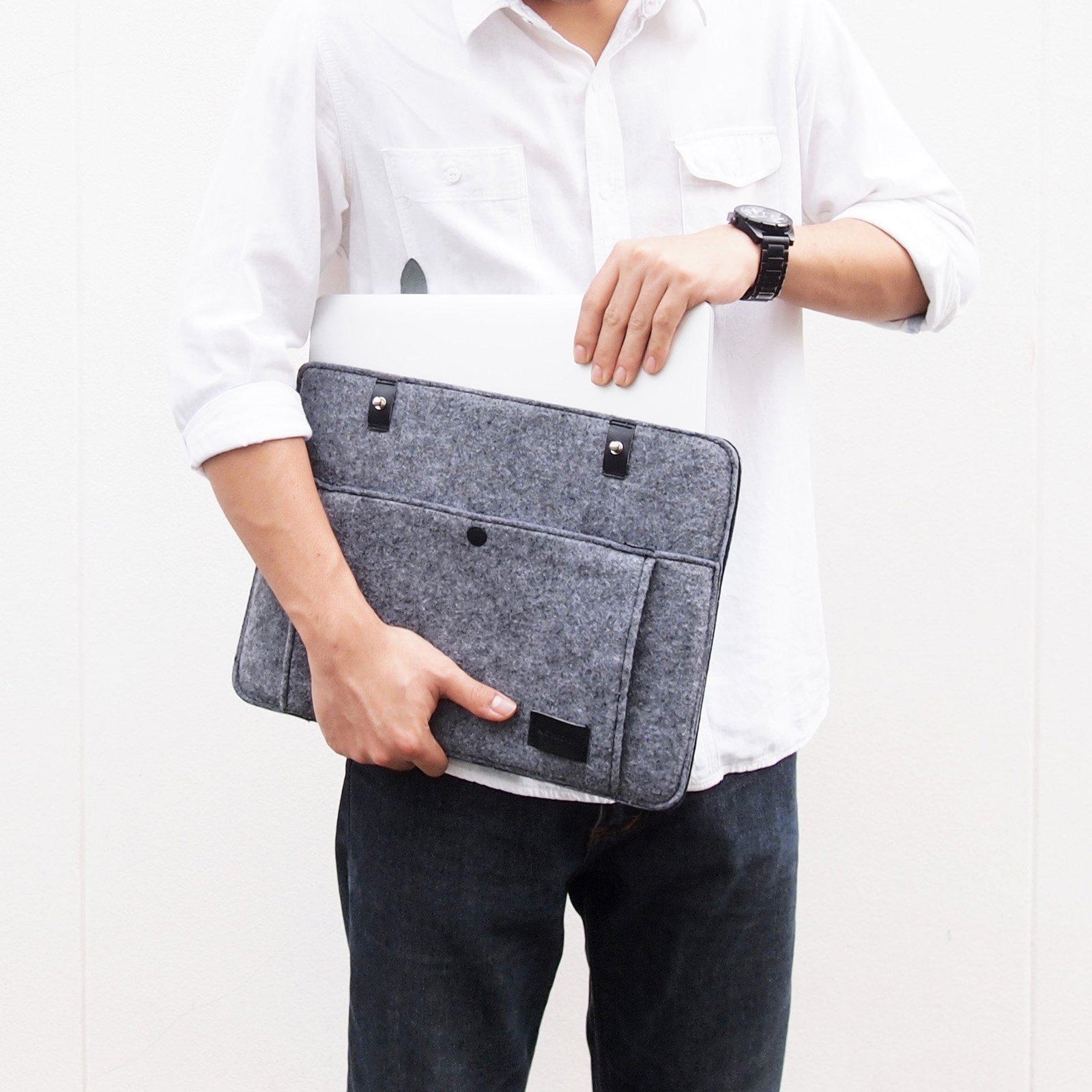 Mat Archer Unite Felt Laptop Case with Leather Detailing-Mat Archer-Temples and Markets