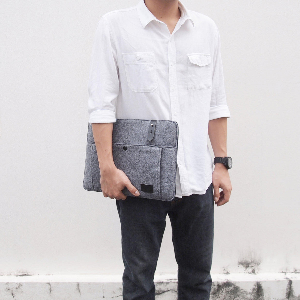 Mat Archer Unite Felt Laptop Case with Leather Detailing-Mat Archer-Temples and Markets