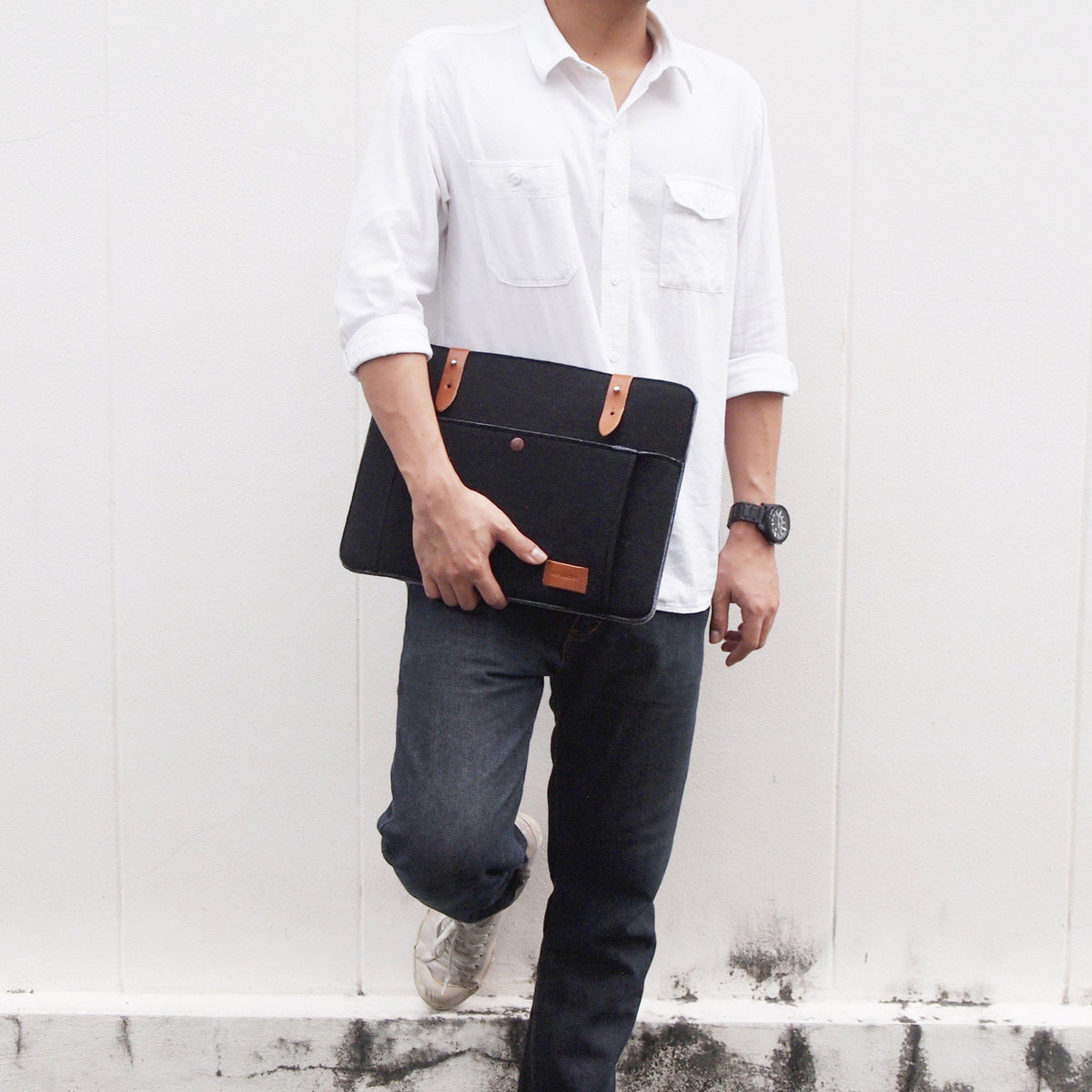 Mat Archer Unite Felt Laptop Case with Leather Detailing-Mat Archer-Temples and Markets