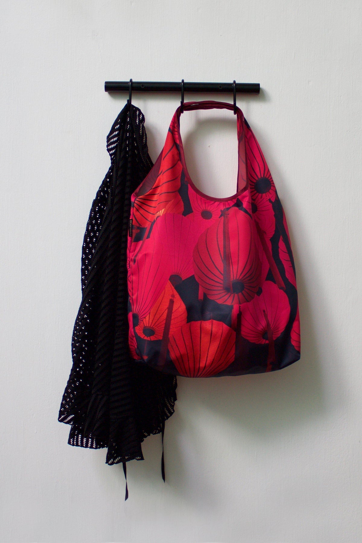 Red Lantern Foldable Tote Bag-CUSHnART-Temples and Markets