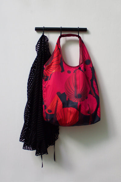 Red Lantern Foldable Tote Bag-CUSHnART-Temples and Markets